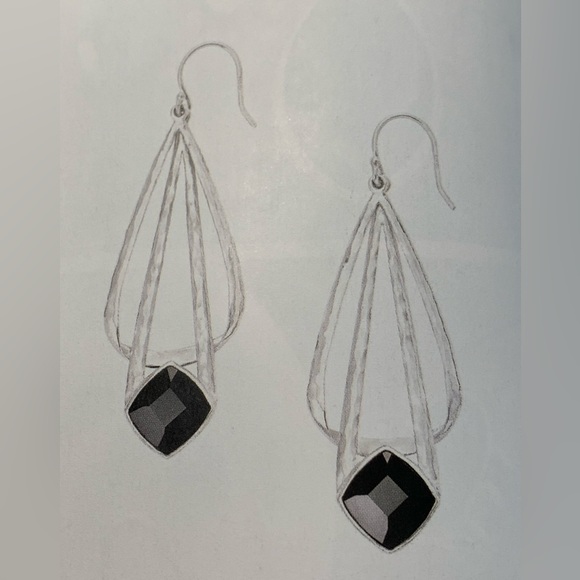 Silpada Vintage Textured Sterling Silver Faceted Onyx MIDNIGHT Earrings - Picture 11 of 11